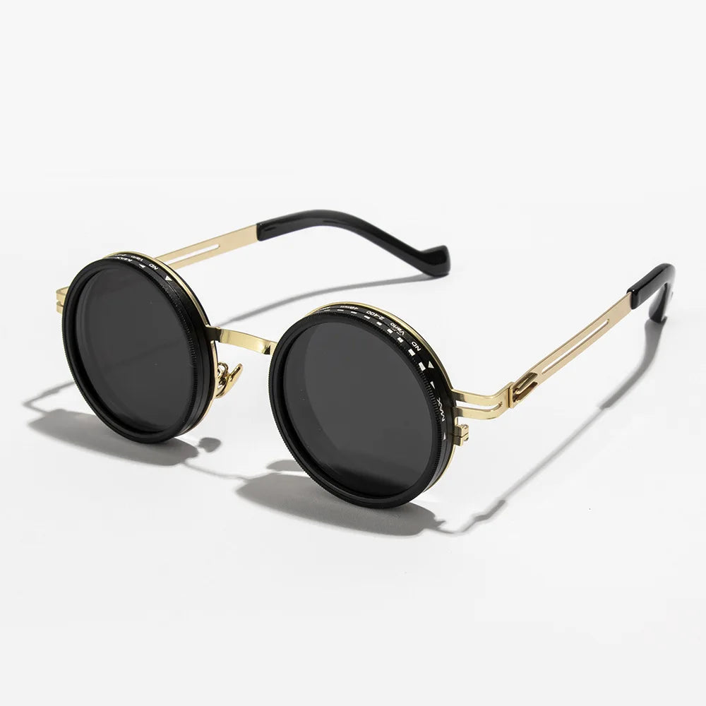 Polarized Round Sunglasses ND9 Adjustable Dimming Sun Glasses Men Women Retro Punk Men's Fishing Eyeglasses Outdoor Shades UV400