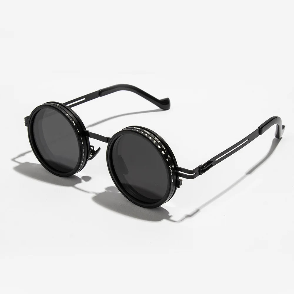 Polarized Round Sunglasses ND9 Adjustable Dimming Sun Glasses Men Women Retro Punk Men's Fishing Eyeglasses Outdoor Shades UV400