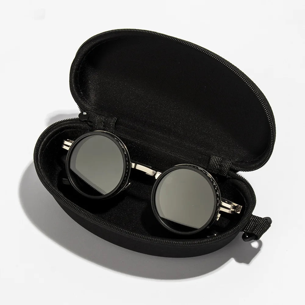 Polarized Round Sunglasses ND9 Adjustable Dimming Sun Glasses Men Women Retro Punk Men's Fishing Eyeglasses Outdoor Shades UV400